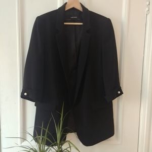 Black Zara blazer with pearl buttons